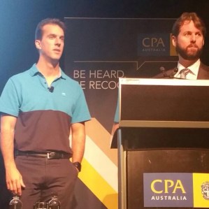 Matt Welsh taking questions at Business Luncheon