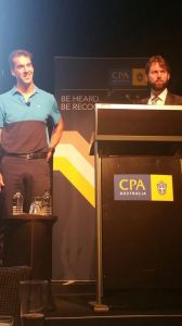 Matt Welsh taking questions at Business Luncheon